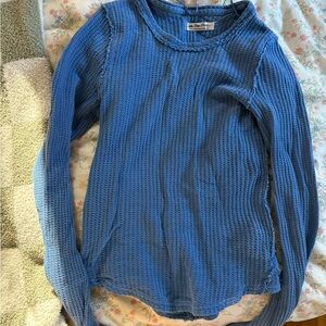 We The Free Blue Textured Knit Top